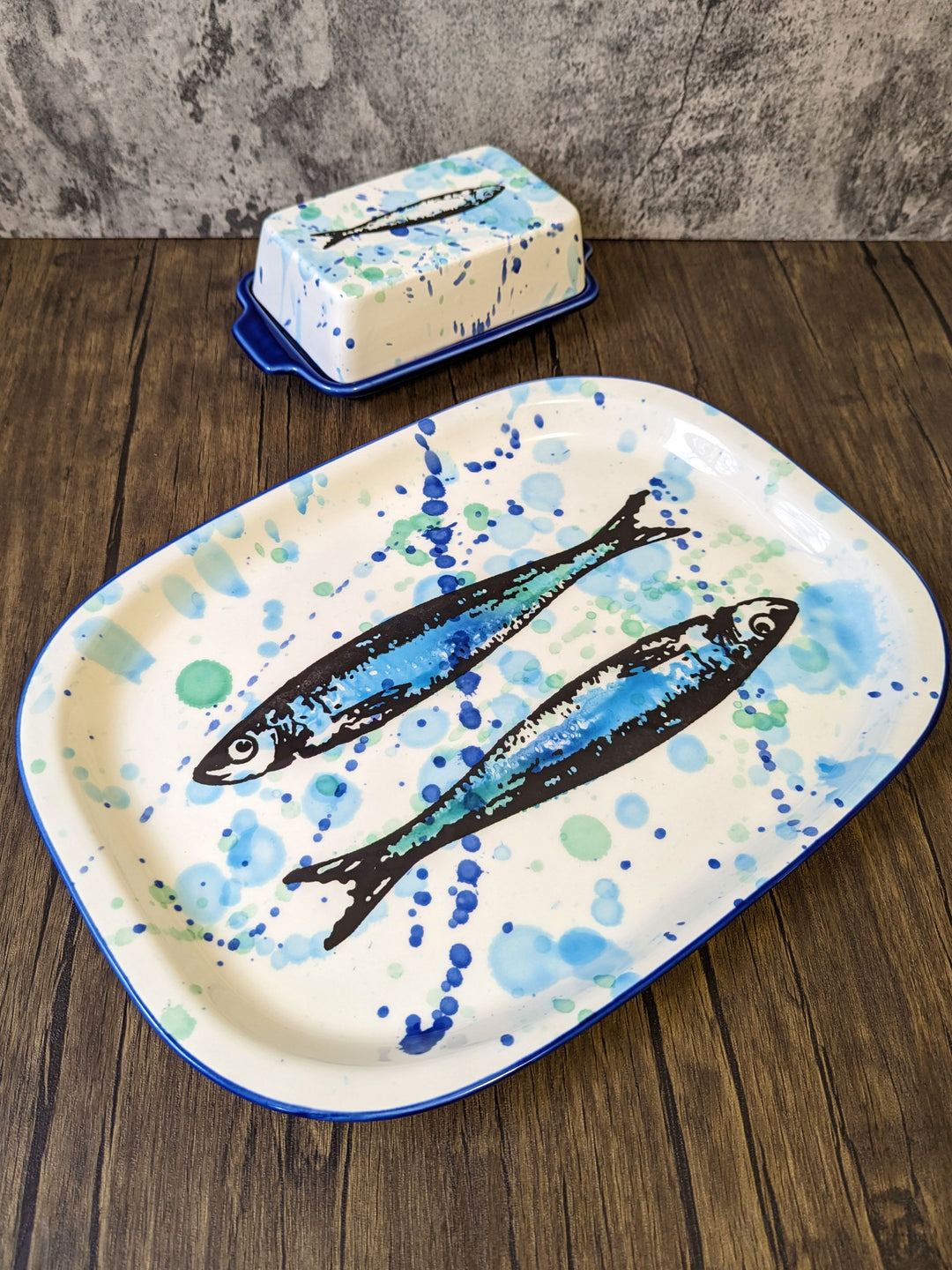 Splash Sardines Portuguese Pottery Oval Ceramic Serving Platter