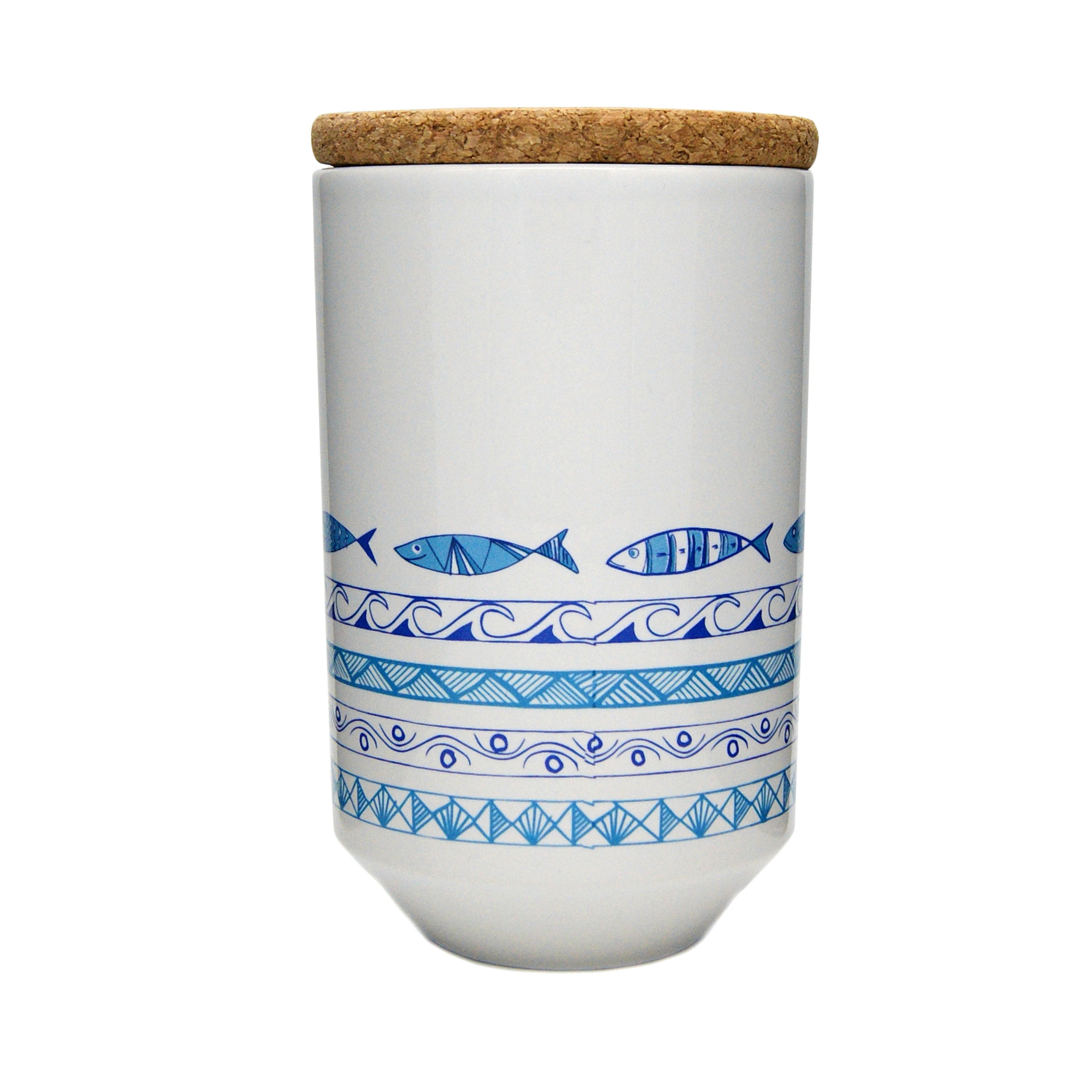 Portuguese ceramic tea cups with sardines decoration.