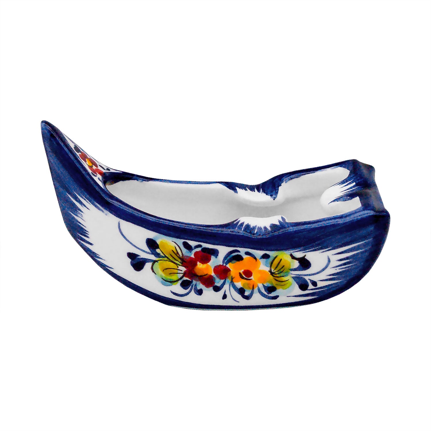 Vintage Portuguese Pottery Decorative Ceramic Hand Painted Boat Ashtray