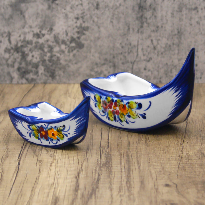 Vintage Portuguese Pottery Decorative Ceramic Hand Painted Boat Ashtray