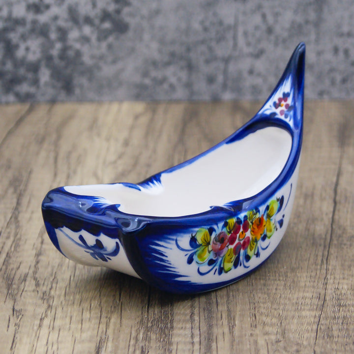 Vintage Portuguese Pottery Decorative Ceramic Hand Painted Boat Ashtray