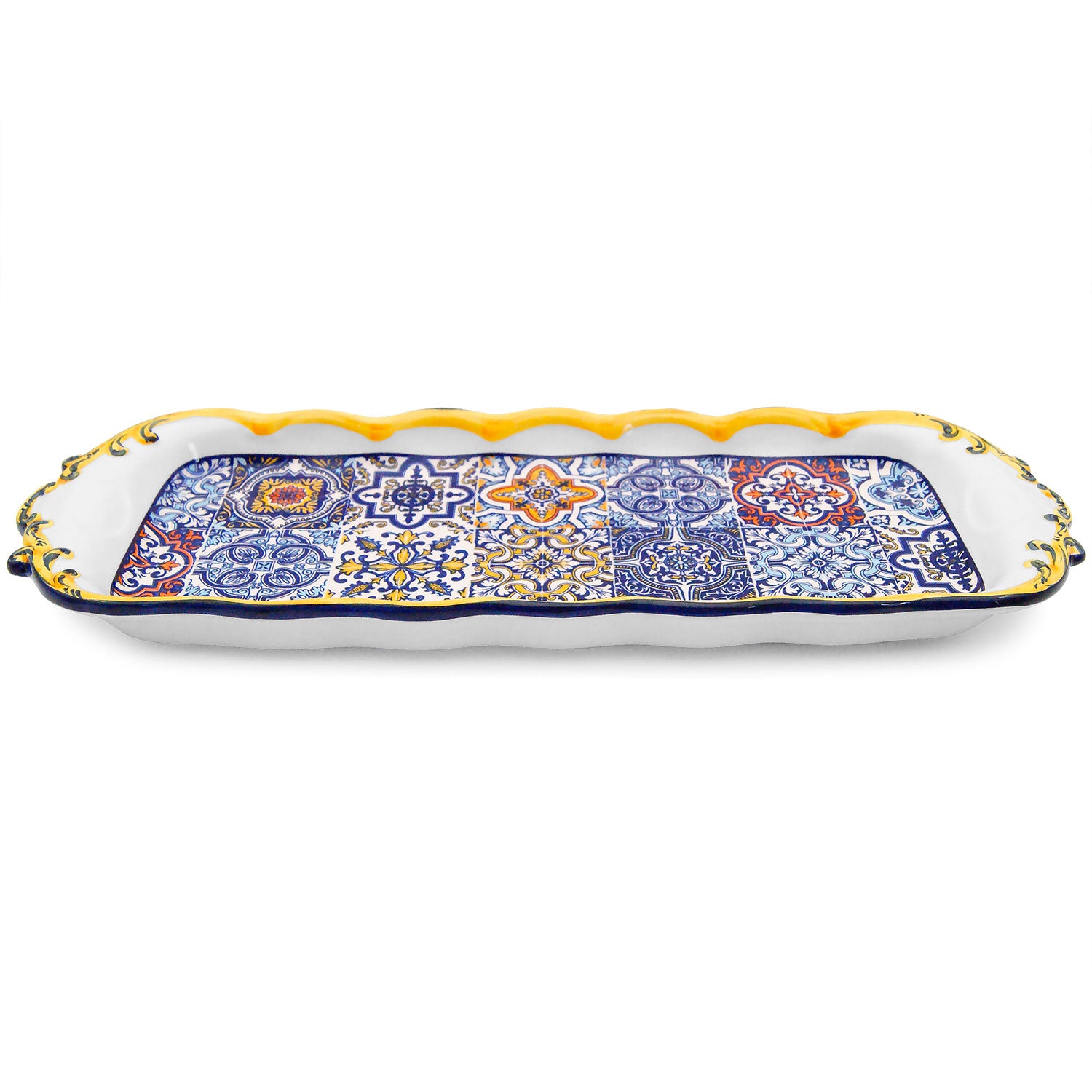 Portuguese Pottery Alcobaça Ceramic Large Rectangular Serving Platter