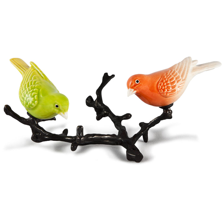 Hand Painted Ceramic Home Decor Birds in Branch Figurine - The Atlantis canaries