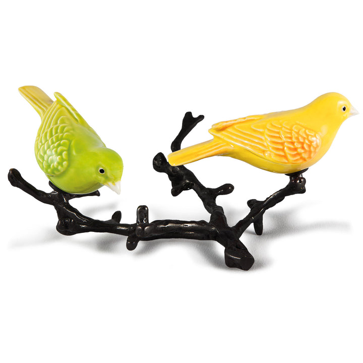 Hand Painted Ceramic Home Decor Birds in Branch Figurine - The Atlantis canaries